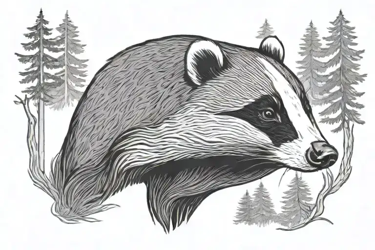 Badger Head In The Forest