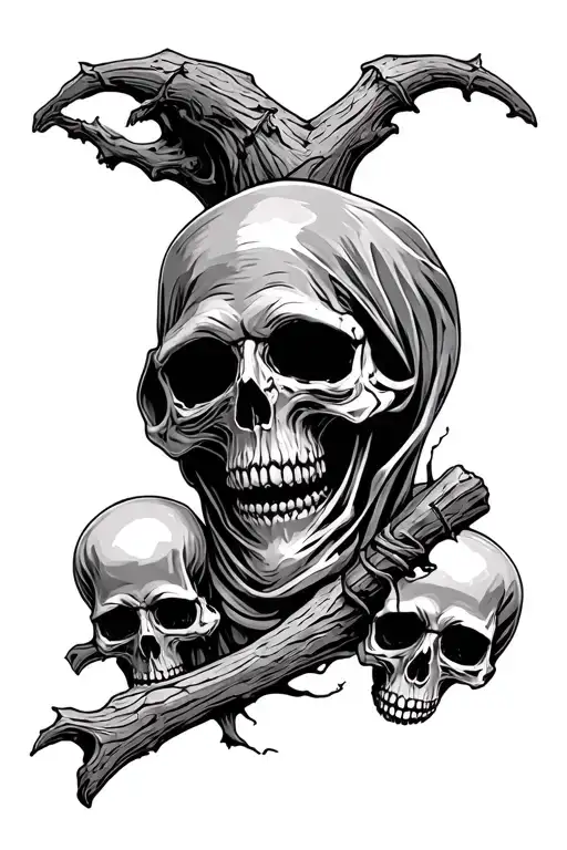 Grim Reaper Grave Yard And Skulls