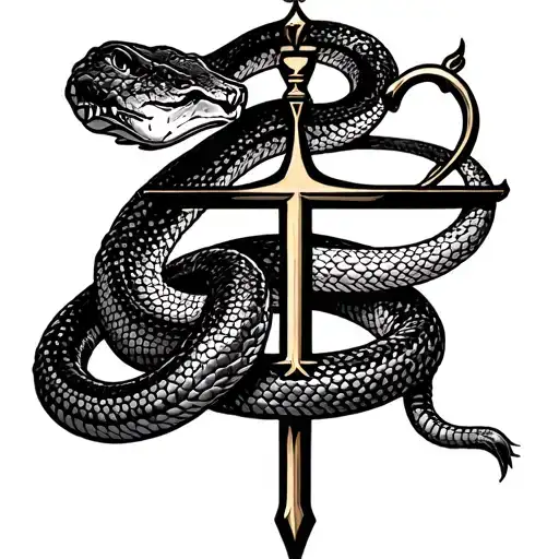 Snake Wrapped Around Libra Sign