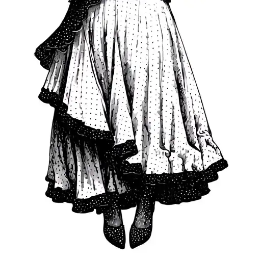 Dancing Legs With Long Skirt Black And White Dotted