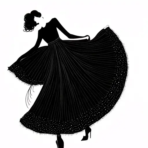 Dancing Legs With Long Skirt Black And White Dotted Minimal