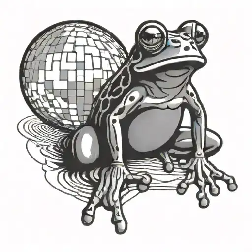 Fine Line Frog Sits On A Disco Mirrorball