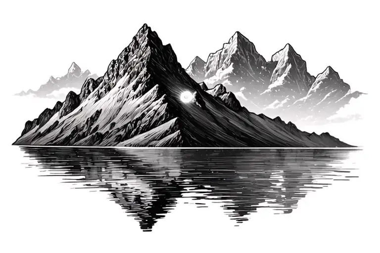 Alpine Mountain And Sea In An Ancephalogram Way