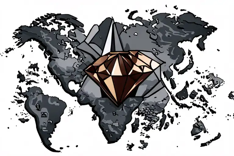 Diamond Flying Across The World Map With Chocolate Lab