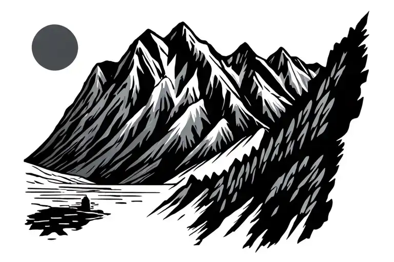 Alpine Mountain And Sea In Epire Style Ancephalogram