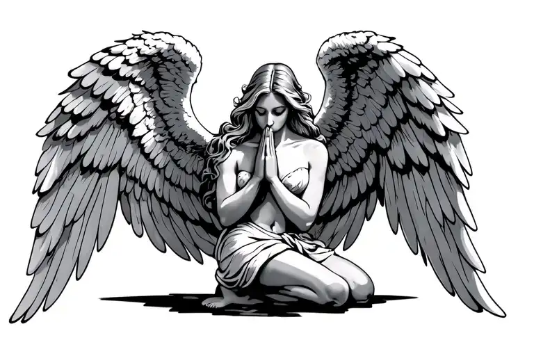 Kneeling Praying Angel Wings