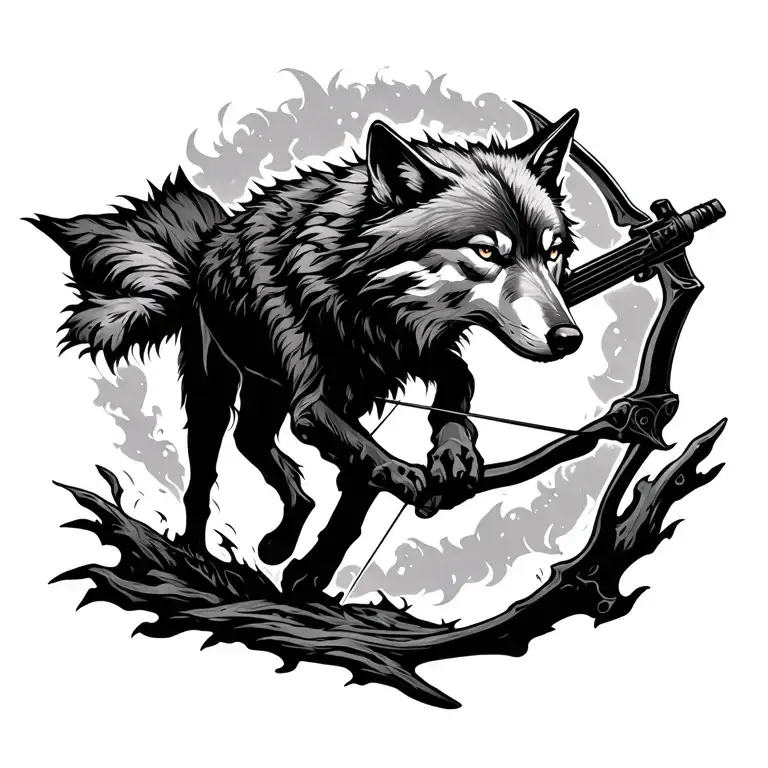 Wolf Walking In Valley Of Bones Aiming A Bow