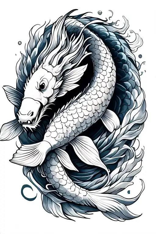 Koi Fish Transitioning Into A Dragon Wrapping Around The Arm