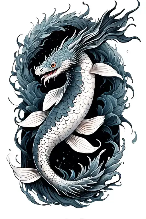 Koi Fish Transitioning Into A Dragon Wrapping Around The Arm