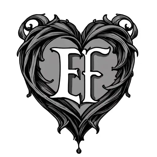 E And F Intertwined Hearts