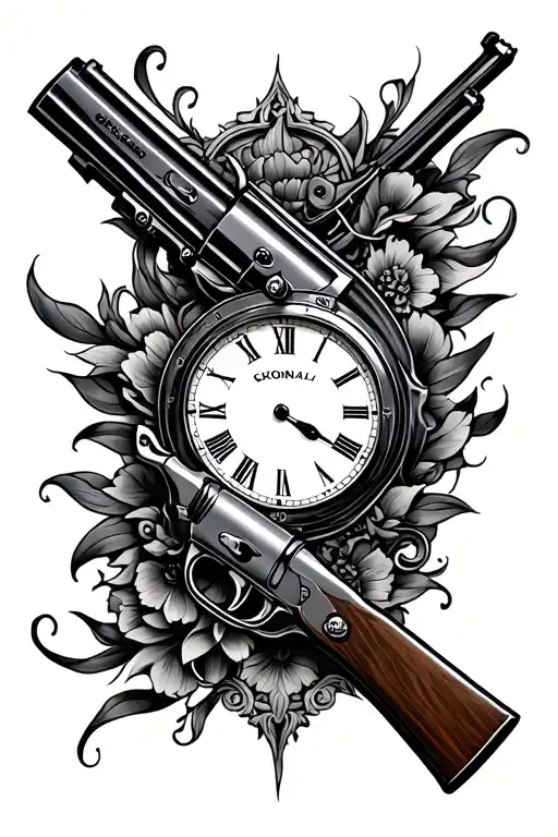 Shotgun And Clock Face