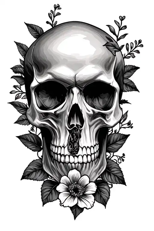 Skull And Flowers