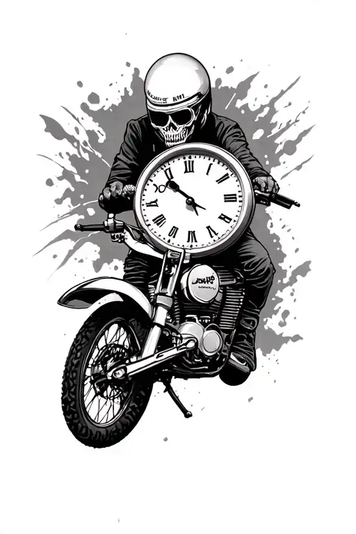 Shotgun And Clock Face And Dirtbike