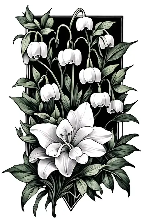 Lily Of The Valley And The Hawthorn And Narcissus