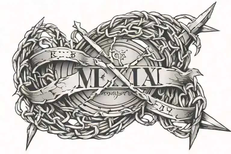 Roman Numeral Birth Date With Barbed Wire