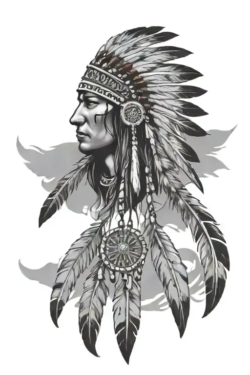 American Indian Headdress And Dream Catcher