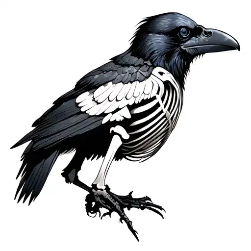 Raven Skeleton In The Articulation Position