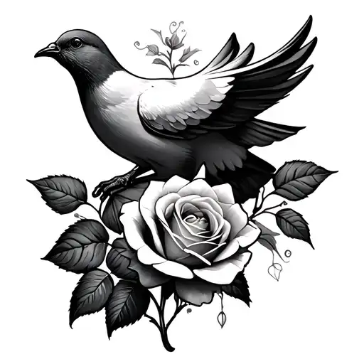 Dove With Rose