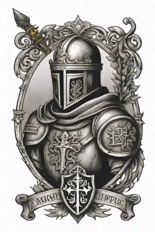 Knights Templar Knight With Scottish Thistle Badge Etched