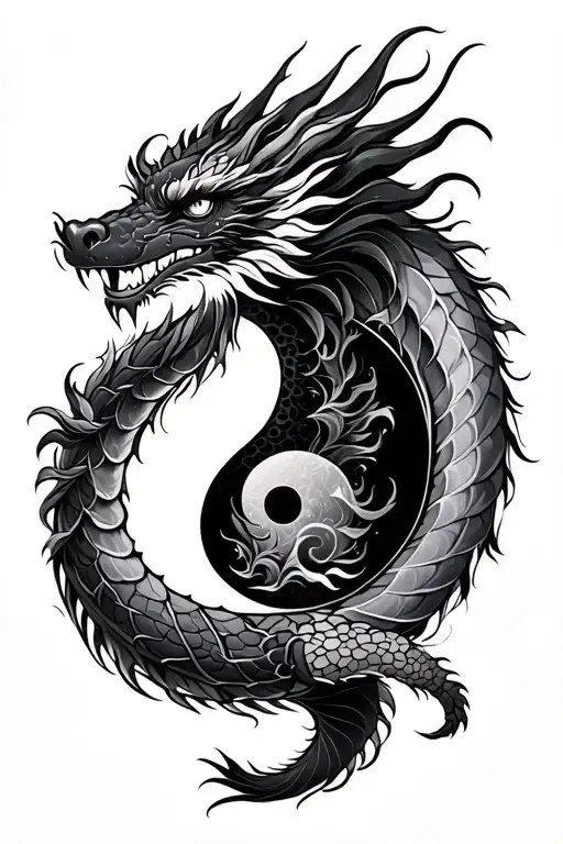 Eastern Dragon That Represents Ying And Yang