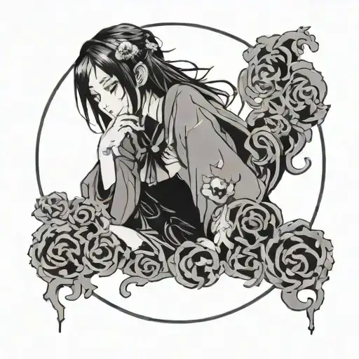 Japanese Mini Circle Black Shodow Girl Anime