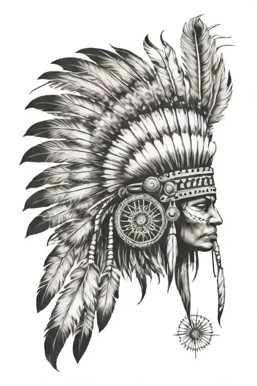 Powhatan American Indian Headdress And Dream Catcher