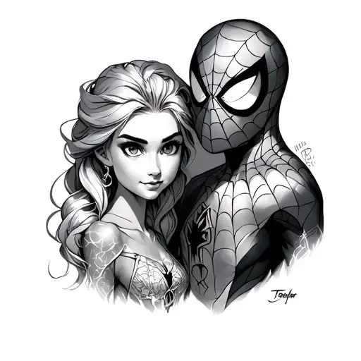 Spiderman And Elsa With The Names Taylor And Carter