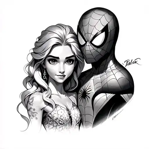 Spiderman And Elsa With The Names Taylor And Carter
