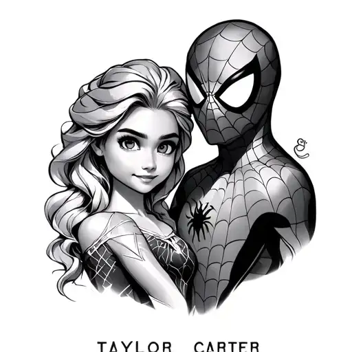 Spiderman And Elsa With The Names Childs Names Taylor And Carter