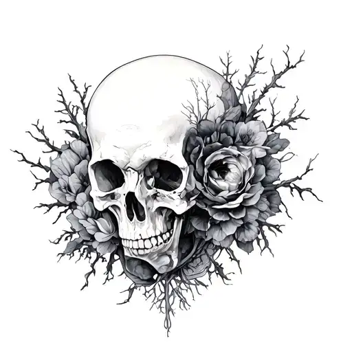 Lichtenberg Figure With Memento Mori Intertwined