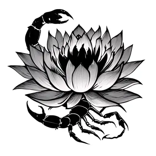 Lotus And Scorpion Around Forearm