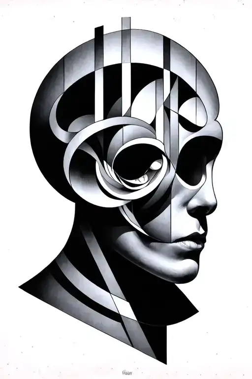 Mc Escher Inspired Optical Illusion Half Sleeve