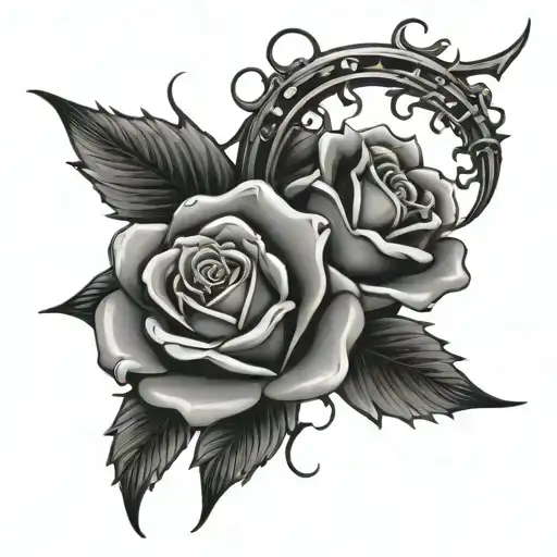 Rose And Steam With Thorns Wrapped Around The Phrase Love Pain