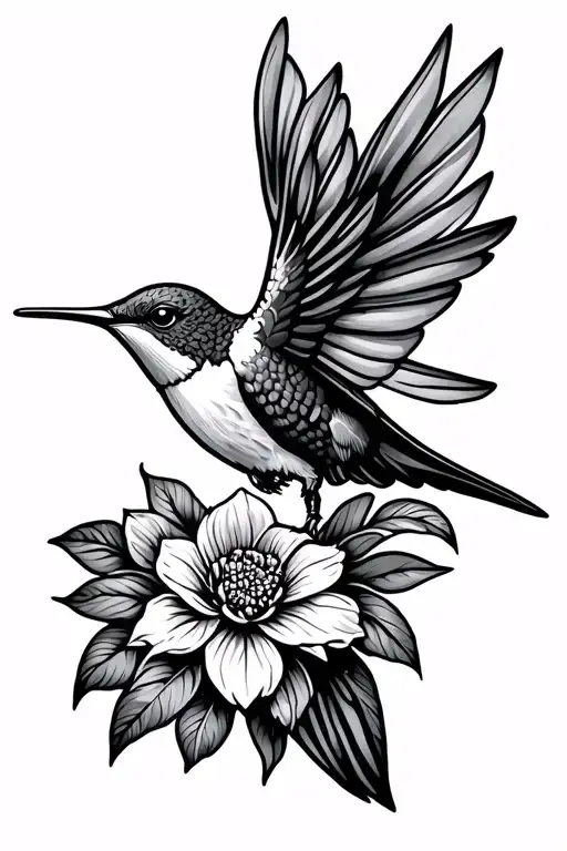 Hummingbird In Middle Of Long Island Outline Filled