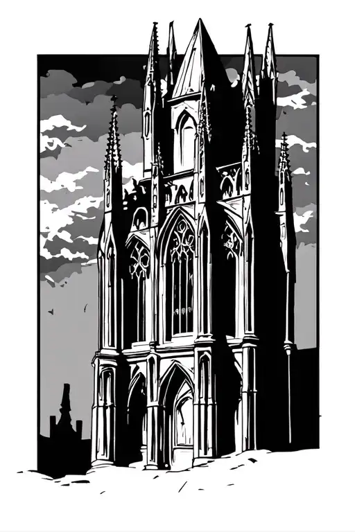 Gothic Architecture In Rectangle Sketch Style