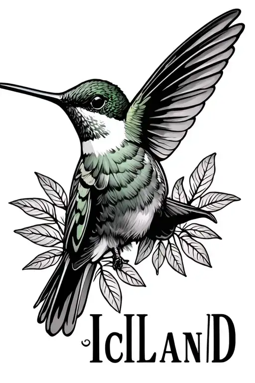 Hummingbird In Middle Of Long Island New York Outline Filled