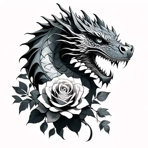 Dragon And Roses