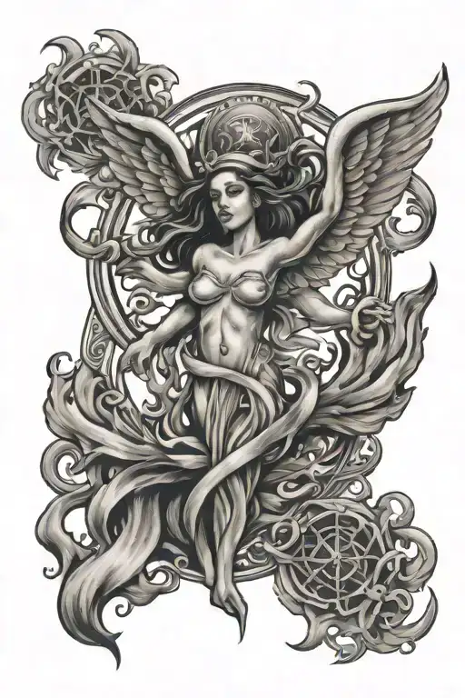 Nurse Caduceus Rising From Flames Engulfing