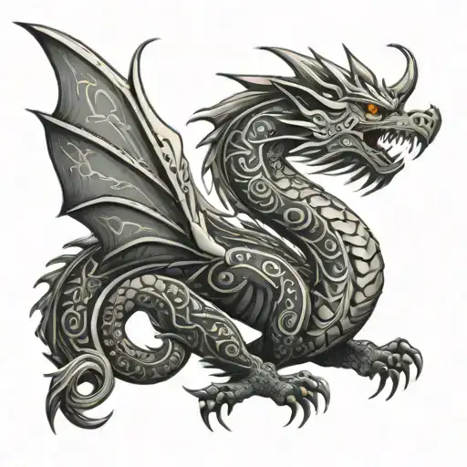 Nordic Dragon Tribal Style