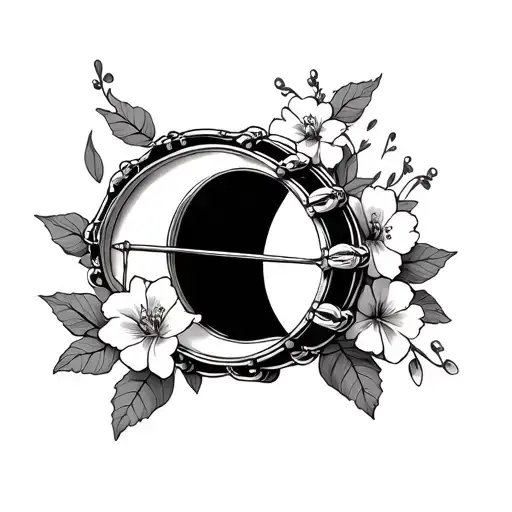 Tambourine Surrounded By Flowers