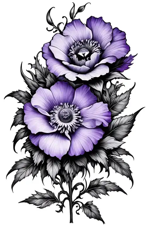 Violet Flower With Leo Zodiac Sign Intertwined