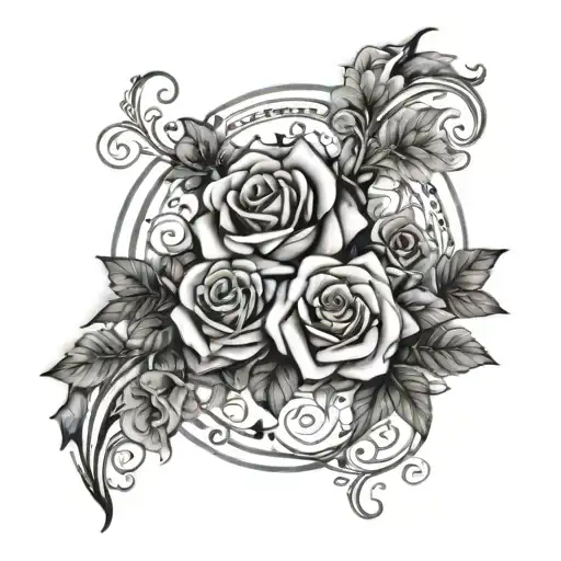 Stars And Galaxies Swirling With Rose Vine Frame