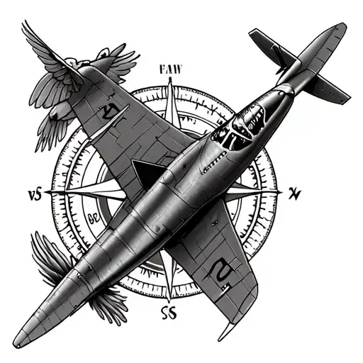 P40 Warhawk And Compass Rose Intertwined Within