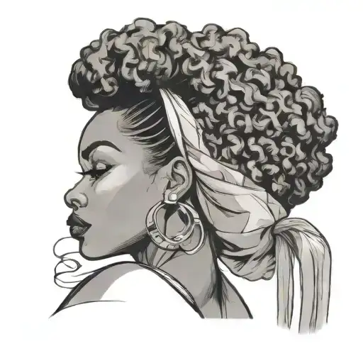 Black Pin Up Girl Side Profile Afro Hair