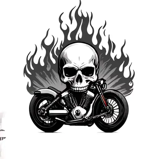 Motorcycle Skull Fire Mountains