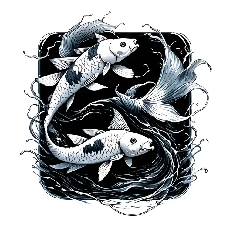 Koi Fish Swimming Alongside