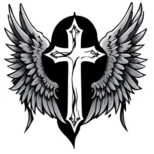 Wings And Cross On Neck