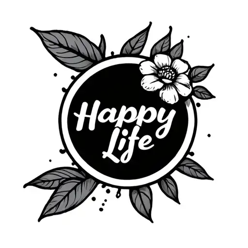 Happy Life Tattoo Design