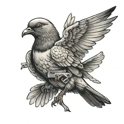 Pigeon With Machine Gun