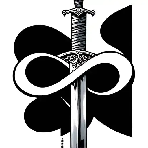 Sword Intertwined With Infinity Symbol Vertical